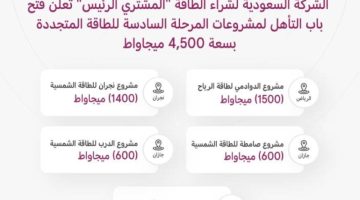 “الشركة السعودية الطاقة” تعلن فتح باب التأهُّل للمنافسة من مشروعات الطاقة الشمسية